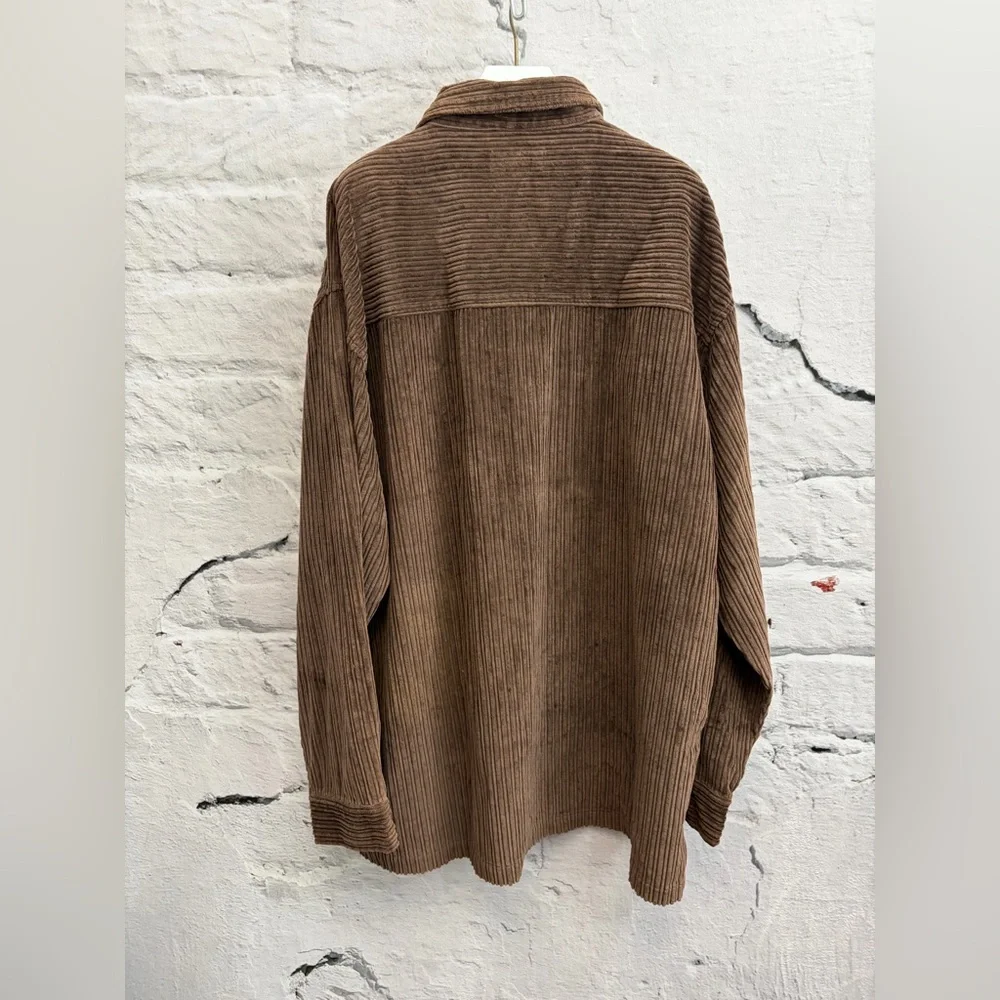 Vtg 90s Anchor‎ Blue Heavy Corduroy Shacket Oversized Brown Shirt Jacket Y2K